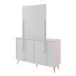 ACME Gaines 6-Drawer Contemporary Wood/Metal Dresser in Pink High Gloss
