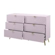 ACME Gaines 6-Drawer Contemporary Wood/Metal Dresser in Pink High Gloss