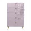 ACME Gaines 5-Drawer Contemporary Wood/Metal Chest in Pink High Gloss