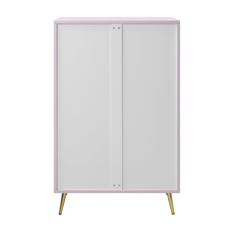 ACME Gaines 5-Drawer Contemporary Wood/Metal Chest in Pink High Gloss