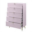 ACME Gaines 5-Drawer Contemporary Wood/Metal Chest in Pink High Gloss