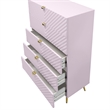 ACME Gaines 5-Drawer Contemporary Wood/Metal Chest in Pink High Gloss