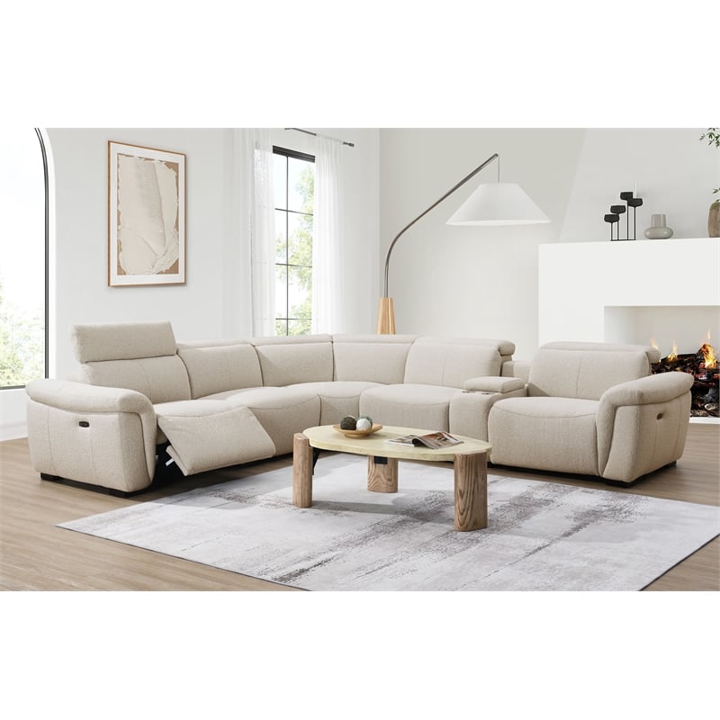 ACME Dayana Boucle Fabric Upholstered Power Motion Sectional Sofa in Beige