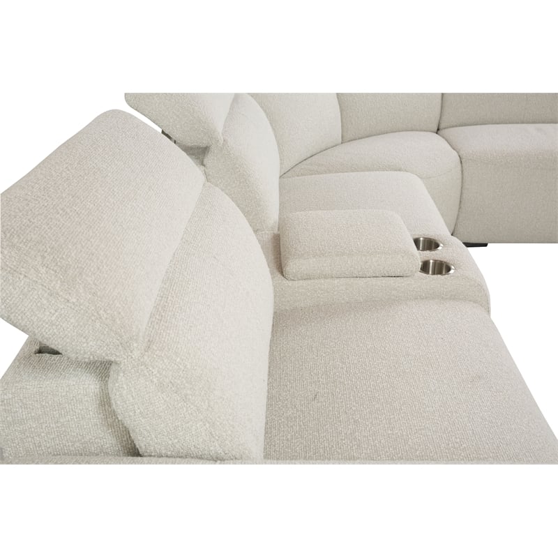 ACME Dayana Boucle Fabric Upholstered Power Motion Sectional Sofa in Beige