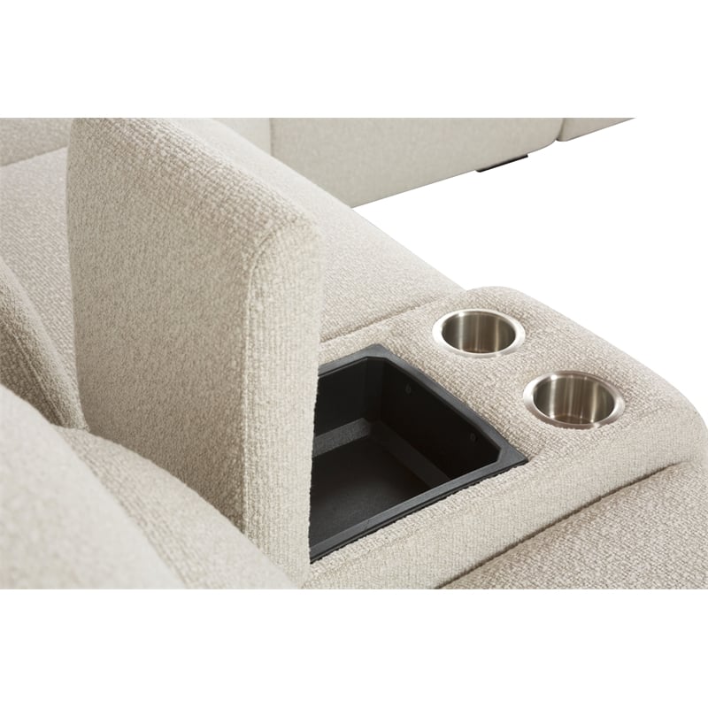 ACME Dayana Boucle Fabric Upholstered Power Motion Sectional Sofa in Beige