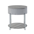 ACME Yukino Contemporary Wood/Metal End Table in Gray High Gloss and Chrome