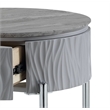 ACME Yukino Contemporary Wood/Metal End Table in Gray High Gloss and Chrome
