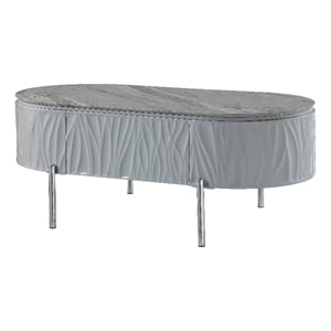ACME Yukino Contemporary Wood/Metal Coffee Table in Gray High Gloss and Chrome