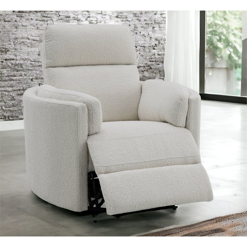 ACME Sagen Boucle Fabric Upholstered Swivel Glider Recliner in Beige