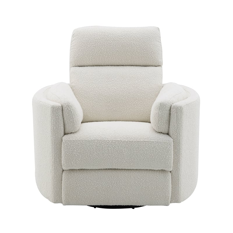 ACME Sagen Boucle Fabric Upholstered Swivel Glider Recliner in Beige