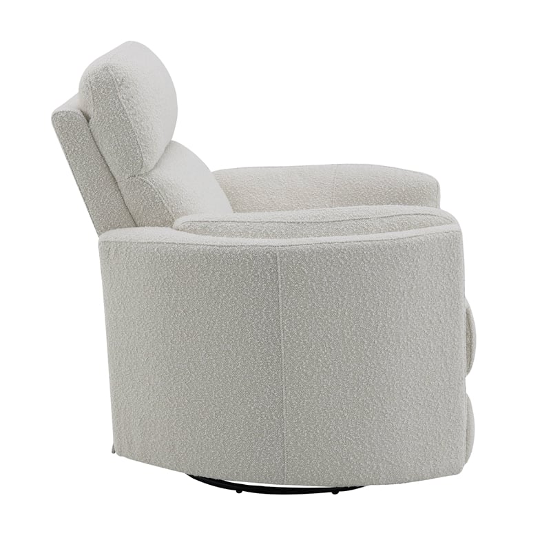 ACME Sagen Boucle Fabric Upholstered Swivel Glider Recliner in Beige