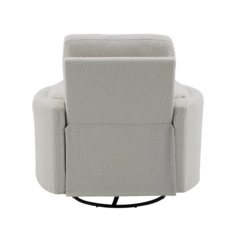 ACME Sagen Boucle Fabric Upholstered Swivel Glider Recliner in Beige