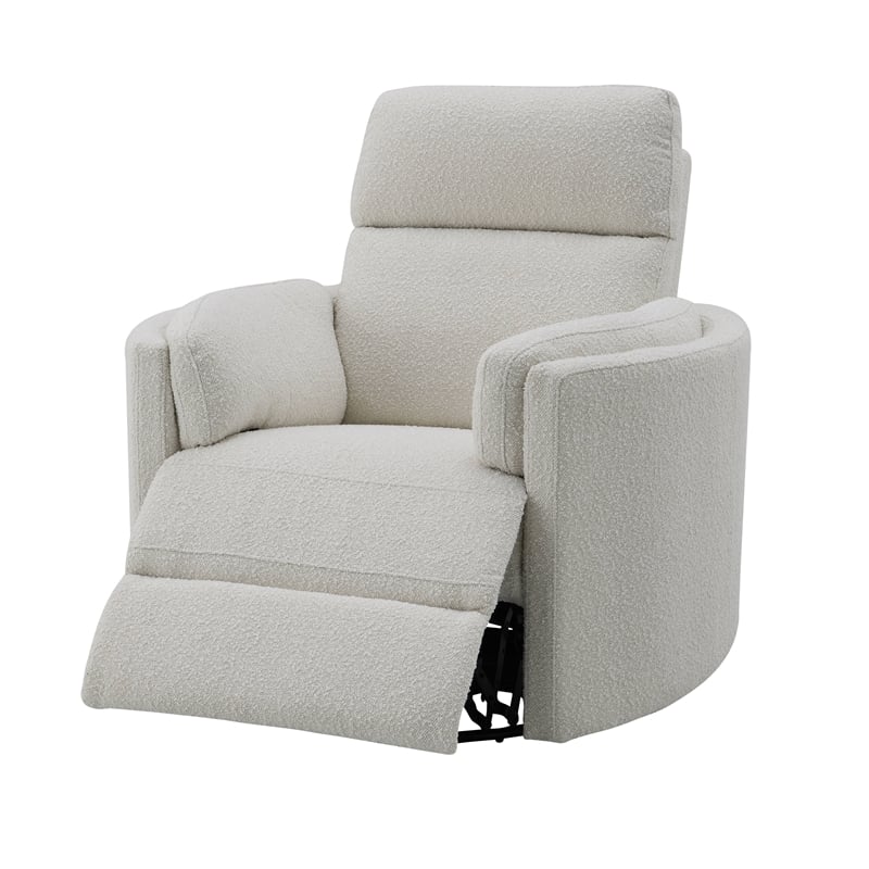 ACME Sagen Boucle Fabric Upholstered Swivel Glider Recliner in Beige