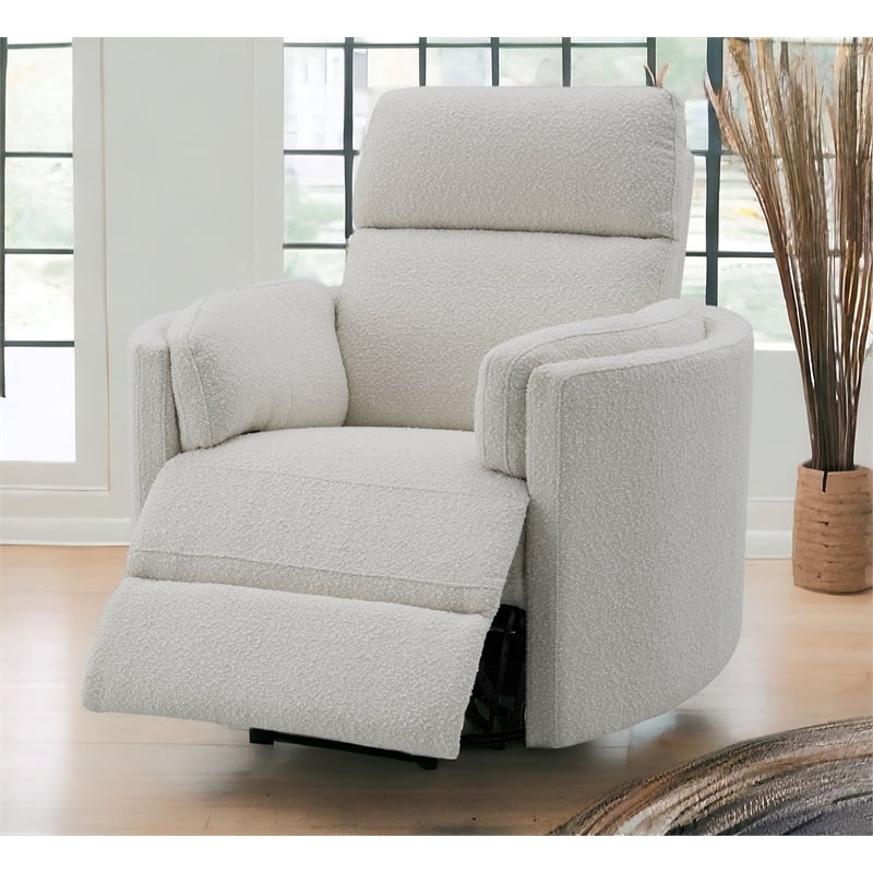 ACME Sagen Boucle Fabric Upholstered Swivel Glider Recliner in Beige