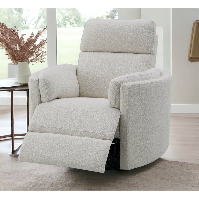 ACME Sagen Boucle Fabric Upholstered Swivel Glider Recliner in Beige