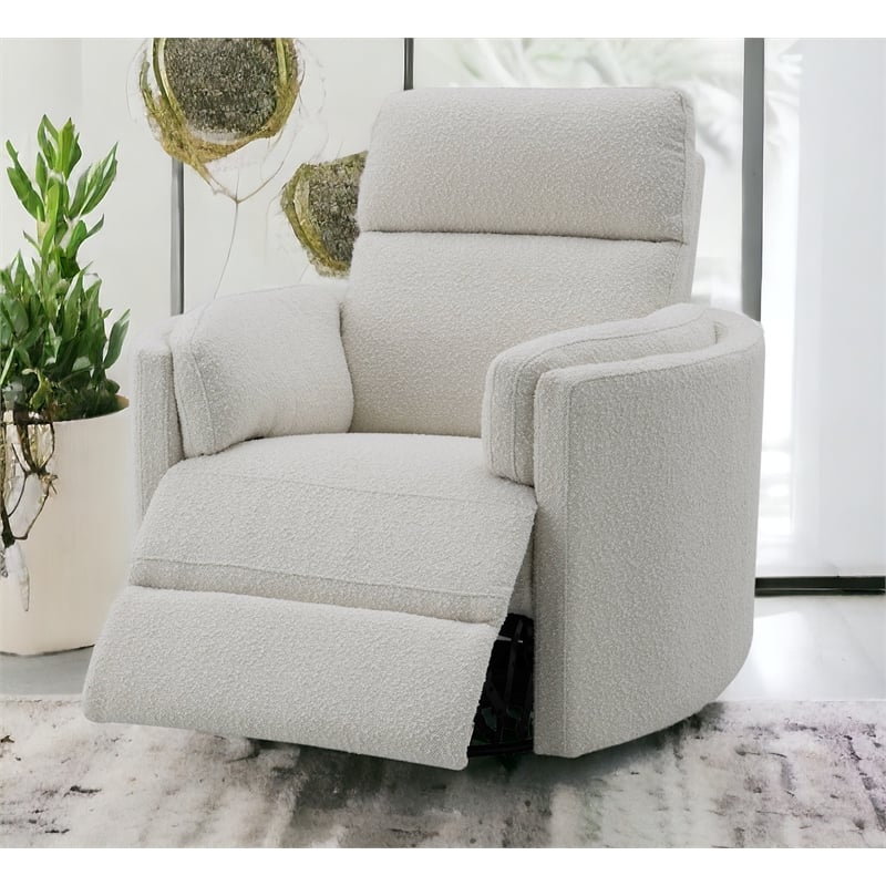 ACME Sagen Boucle Fabric Upholstered Swivel Glider Recliner in Beige