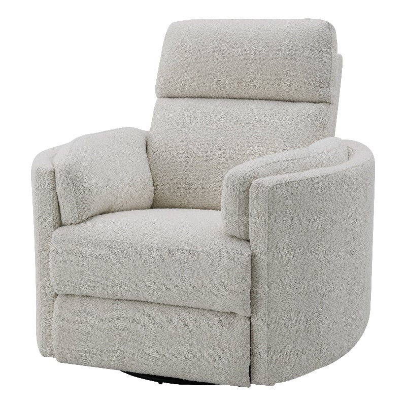 ACME Sagen Boucle Fabric Upholstered Swivel Glider Recliner in Beige