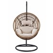 ACME Vasant Outdoor Patio Hanging Chair/Stand in Beige Fabric and Rope