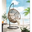 ACME Vasant Outdoor Patio Hanging Chair/Stand in Beige Fabric and Rope