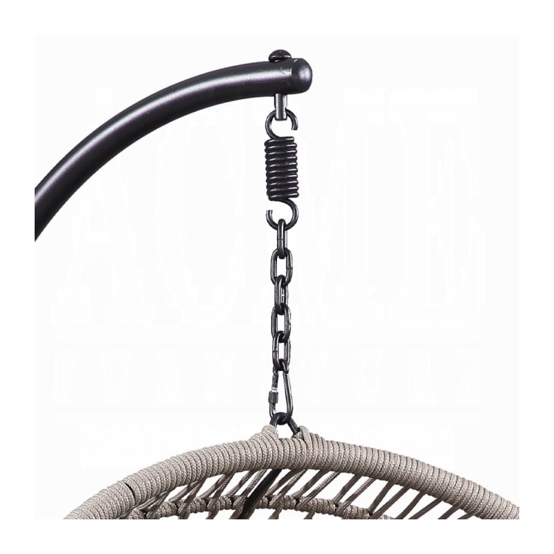 ACME Vasant Outdoor Patio Hanging Chair/Stand in Beige Fabric and Rope