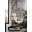 ACME Vasant Outdoor Patio Hanging Chair with Stand in Beige Fabric & Wicker