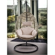 ACME Vasant Outdoor Patio Hanging Chair with Stand in Beige Fabric & Wicker