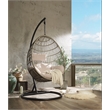 ACME Vasant Outdoor Patio Hanging Chair with Stand in Beige Fabric & Wicker