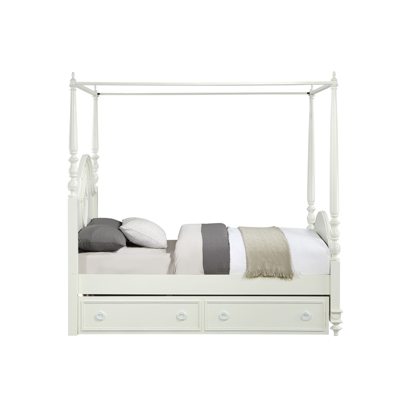 ACME Dorothy Transitional Wood Full Poster Bed in Ivory Finish
