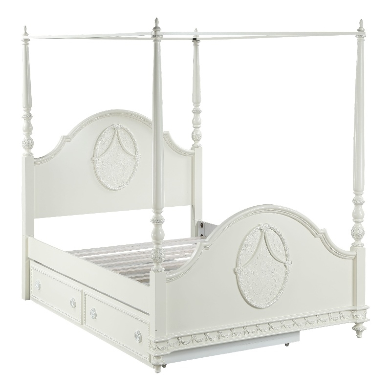 ACME Dorothy Transitional Wood Full Poster Bed in Ivory Finish
