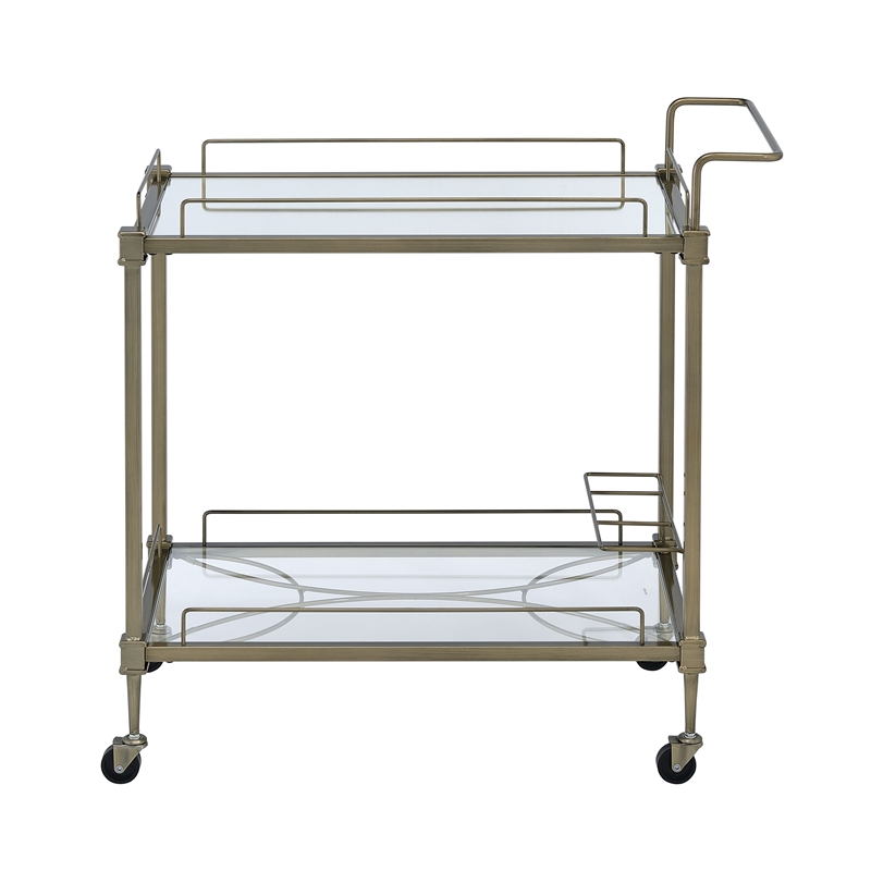 ACME Aditya Contemporary Metal Serving Cart in Mirrored and Antique Brass