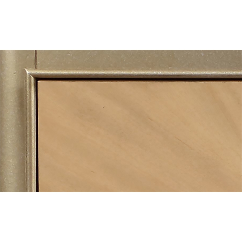 ACME Dodie Wood Console Cabinet in Natural Oak Sunburst and Taupe Champaign