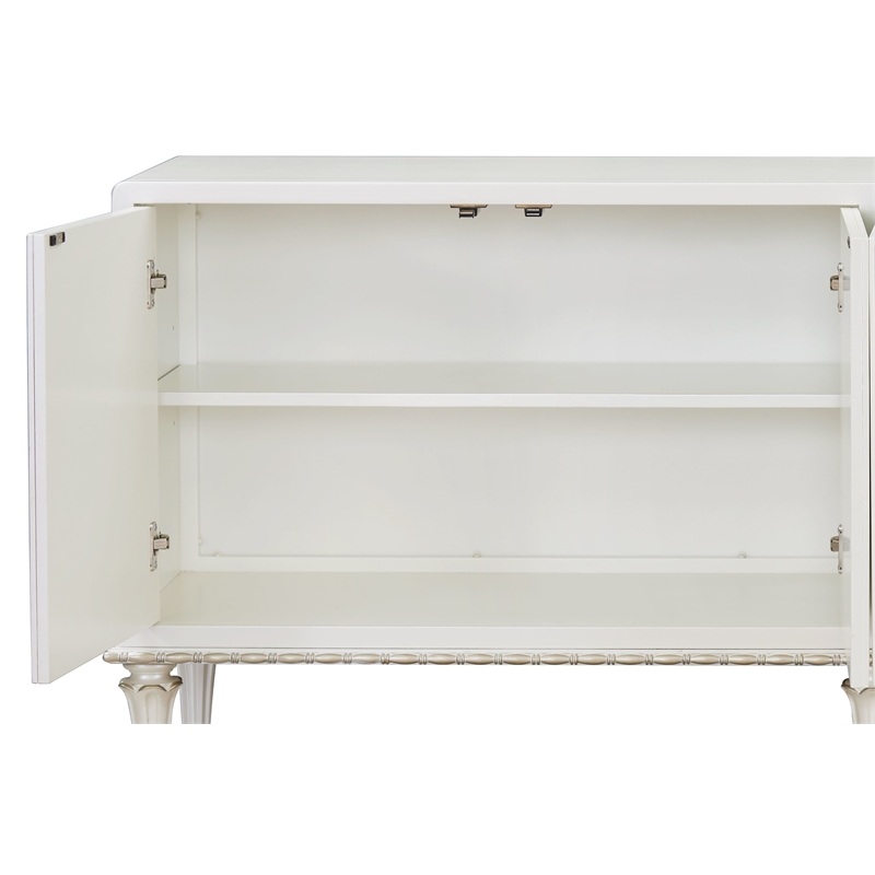 ACME Ansaldo Contemporary Wood Console Cabinet in Pearl White/Blue