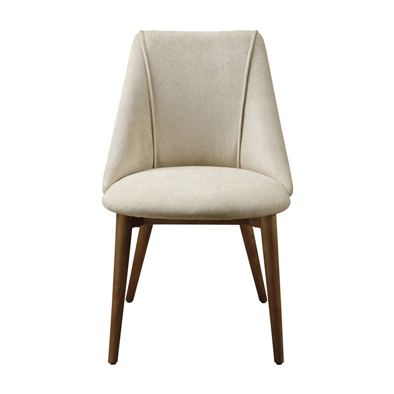 ACME Willene Contemporary Fabric Side Chair in Beige/Walnut (Set of 2)