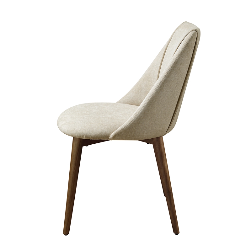 ACME Willene Contemporary Fabric Side Chair in Beige/Walnut (Set of 2)