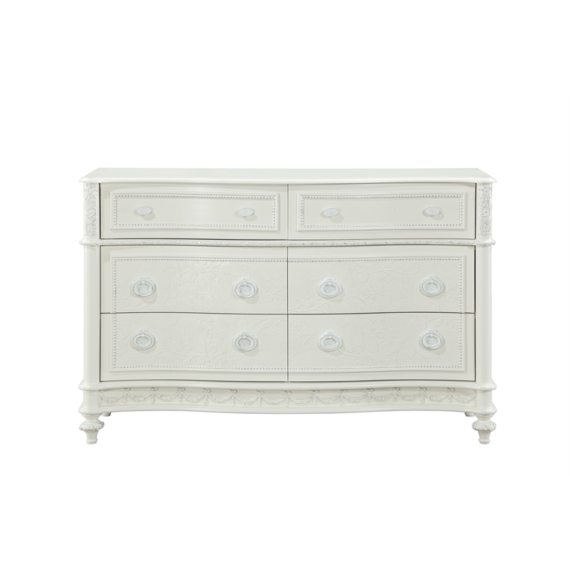 ACME Dorothy Transitional Wood 6 Drawers Dresser in Ivory Finish
