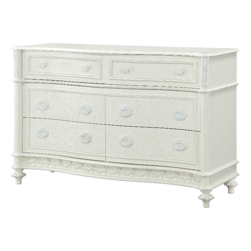 ACME Dorothy Transitional Wood 6 Drawers Dresser in Ivory Finish