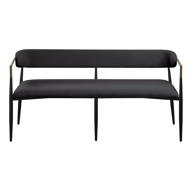 ACME Jaramillo Contemporary Fabric/Metal Open Back Bench in Black