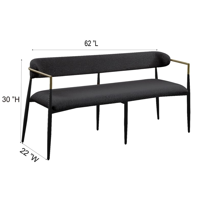ACME Jaramillo Contemporary Fabric/Metal Open Back Bench in Black
