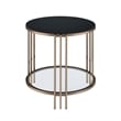 ACME Abisha Metal/Glass End Table with Stone Top in Black/Champagne Gold