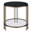 ACME Abisha Metal/Glass End Table with Stone Top in Black/Champagne Gold