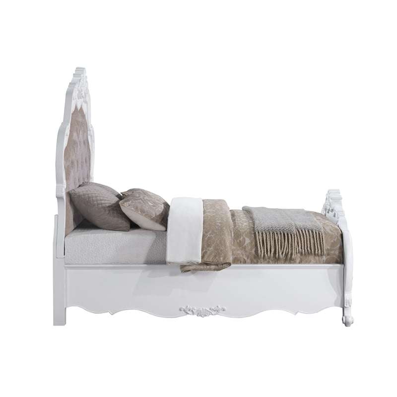 ACME Latisha Wood and Fabric Rectangular Eastern King Bed in Pure White