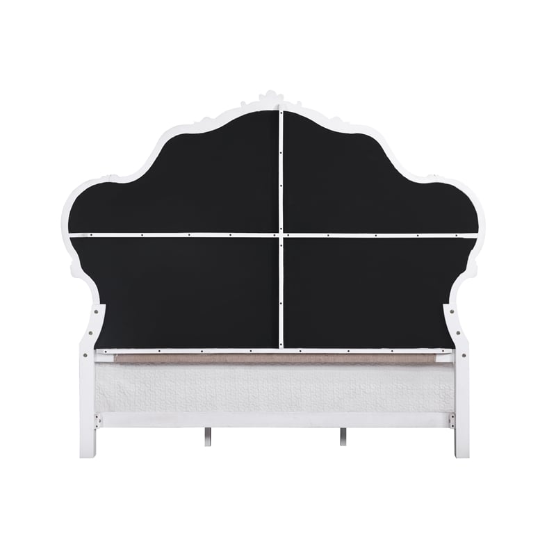 ACME Latisha Wood and Fabric Rectangular Eastern King Bed in Pure White