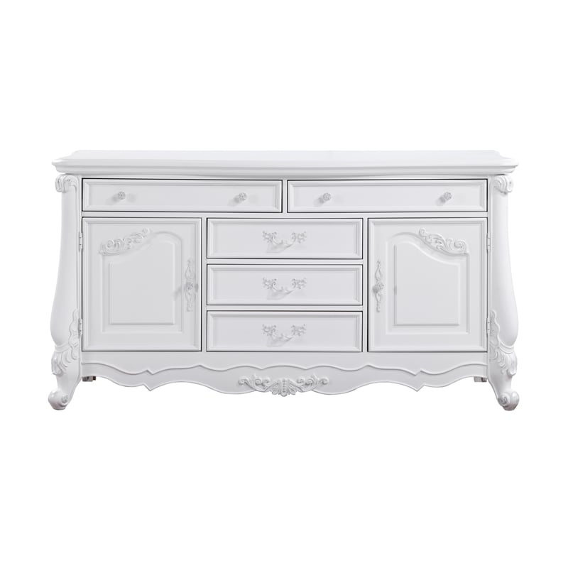 ACME Latisha 5-Drawer Transitional Wood Rectangular Dresser in Pure White
