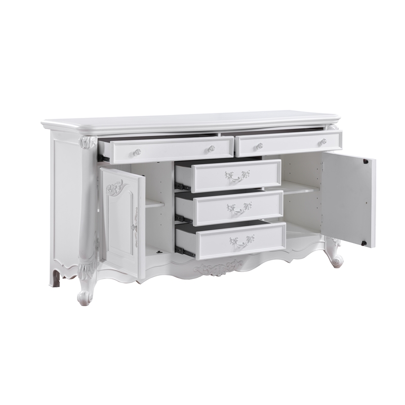 ACME Latisha 5-Drawer Transitional Wood Rectangular Dresser in Pure White