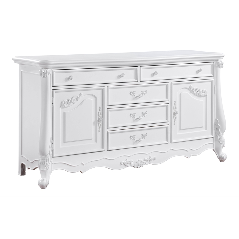 ACME Latisha 5-Drawer Transitional Wood Rectangular Dresser in Pure White