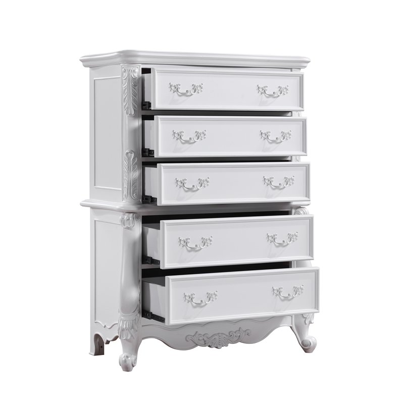 ACME Latisha 5-Drawer Transitional Wood Rectangular Chest in Pure White