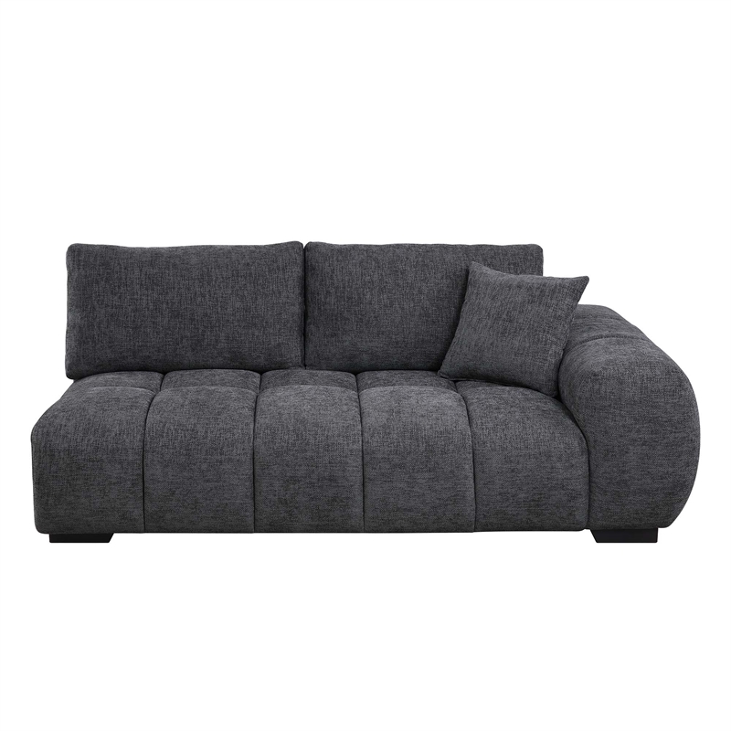 ACME Chosen Linen Fabric Upholstered Sectional Sofa with 3 Pillows in Gray