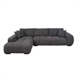 ACME Chosen Linen Fabric Upholstered Sectional Sofa with 3 Pillows in Gray