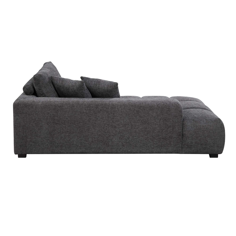 ACME Chosen Linen Fabric Upholstered Sectional Sofa with 3 Pillows in Gray