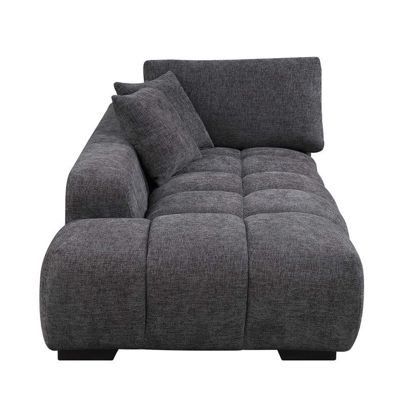 ACME Chosen Linen Fabric Upholstered Sectional Sofa with 3 Pillows in Gray